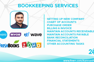 be your bookkeeper on xero, quickbooks online, wave,zoho books