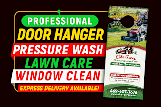 design cleaning, lawn care or concrete services door hanger