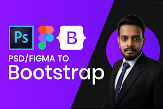convert PSD or figma to a responsive bootstrap website