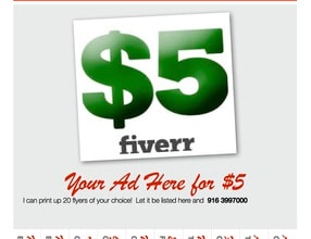 print out 20 flyers and place in high visibility areas in Sacramento, CA and surrounding locations