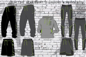 do fashion design and clothing tech pack and flat sketch