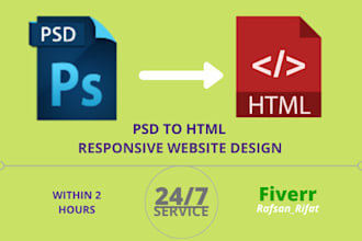 convert PSD to HTML responsive website