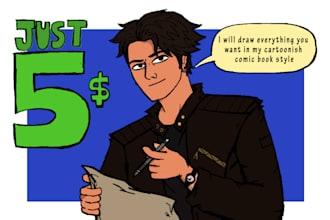 draw everything you want in my cartoonish comic book style