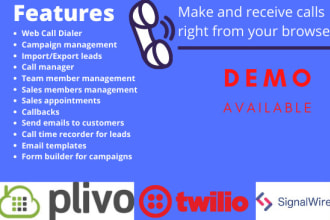 set up call centre CRM with twilio, plivo, signalwire API
