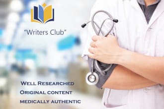 write medical, health, fitness related articles and blogs