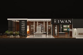 design and visualize a 3d trade booth with high standards