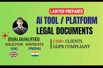 prepare privacy policy, terms, disclaimer for ai platform or service