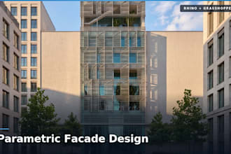 design parametric facades and 3d model in grasshopper and rhino3d