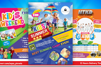 make kids party school event summer camp education flyer