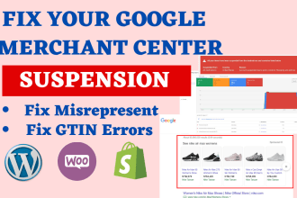 setup,fix misrepresentation google merchant center suspension,gtn
