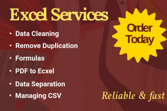 do data cleaning, editing sorting, or separate excel or CSV