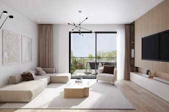 realistic apartment, house interior render with atmosphere