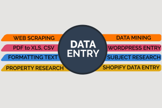 data entry and convert PDF to CSV and xlsx scraping,research