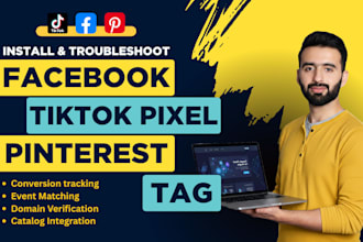 install facebook pixel, tiktok pixel and pinterest tag for conversion tracking