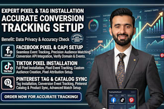 install facebook pixel, tiktok pixel and pinterest tag for conversion tracking