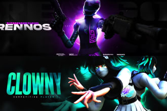 design a 3d fortnite header pfp for twitter youtube twitch