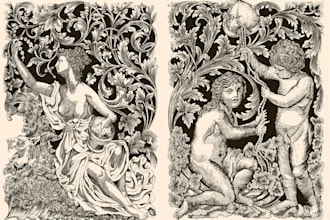 draw artwork illustration with vintage engraving style