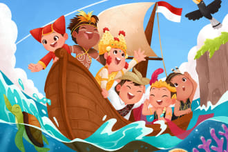 draw cute children illustration