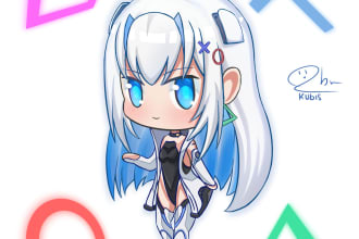 create cute anime style chibi art for keychain or sticker