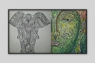 draw line arts, pattern, mandalas designs by hand drawn for you