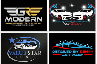 design modern auto detailing shop and car wash logo