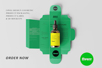 design cosmetic product packaging, label and 3d mockup