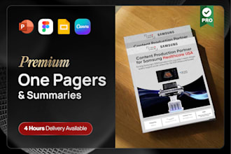 design one pager, executive summary or report