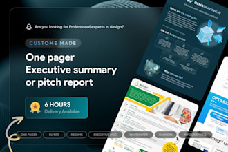 design one pager executive summary, business pitch, report