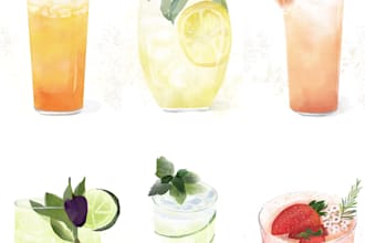 do watercolor drink illustration for commercial use