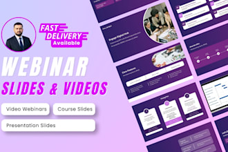 create webinar video, presentation slides webinar, course slides and video