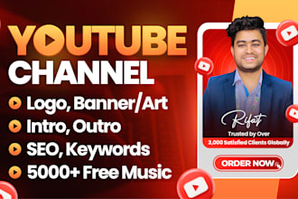 create youtube channel with logo, banner, intro, outro, SEO