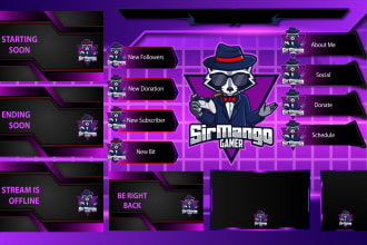 design twitch or mixer overlay and logo for your stream