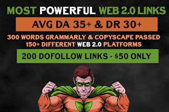 build powerful dofollow SEO web 2 0 backlinks da35, dr35