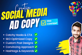 write facebook ad copy, captions, seo website copywriting