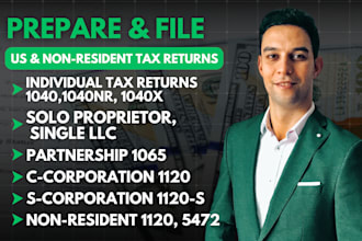 prepare and file US tax returns for personal corporate and llc