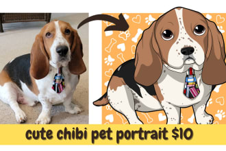 create cute chibi style cartoon portraits of your pet