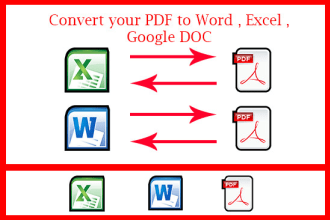 convert your PDF to word, excel, google doc