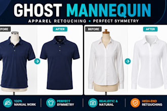 do ghost mannequin and apparel photo editing for ecommerce and shopify