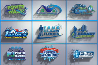 pressure washing and power washing or janitorial logo