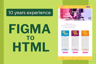 convert figma to HTML CSS bootstrap js, design landing page