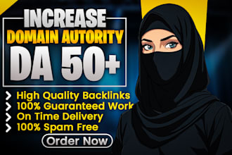increase moz domain authority da 50 plus by SEO backlinks