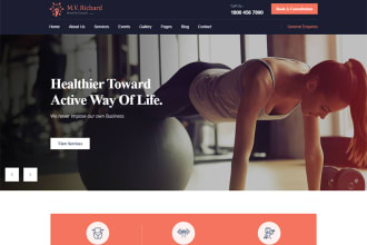 design attractive fitness, sports, gym, and workout website