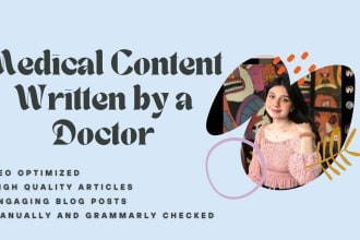 write SEO health and medical articles, blog posts and website content