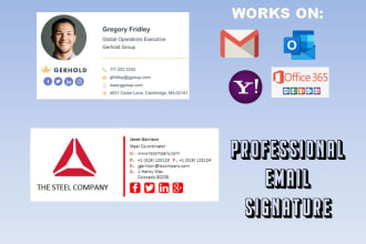 design a professional HTML email signature for gmail and microsoft