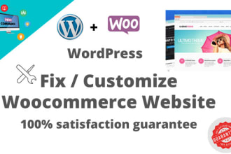 fix any woocommerce issues and customize themes in 24 hours