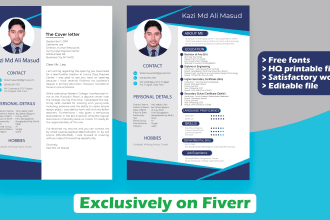 design professional creative resume, CV and bio data