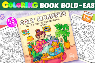draw cute line art illustration for bold easy coloring page