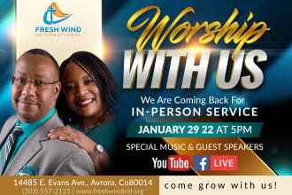 do worldclass church, event flyer or poster in 8hrs