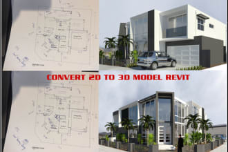 convert 2d floor plan to 3d revit and make video