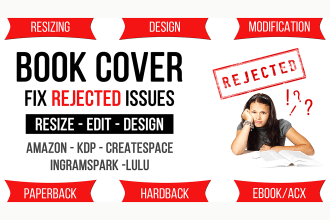 design, fix edit modify rejected ebook kdp paperback hardcover acx cover